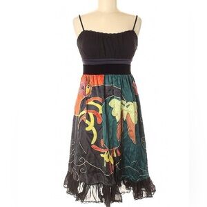 Sue Wong silk floral dress spaghetti straps mini sz 8